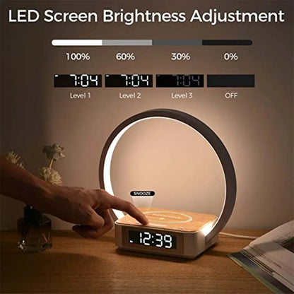 🌟✨ Presentamos la Lámpara Nocturna Multifuncional, reloj despertador Digital, altavoz, cargador inalámbrico,  LED MERRYHOME 🌟✨